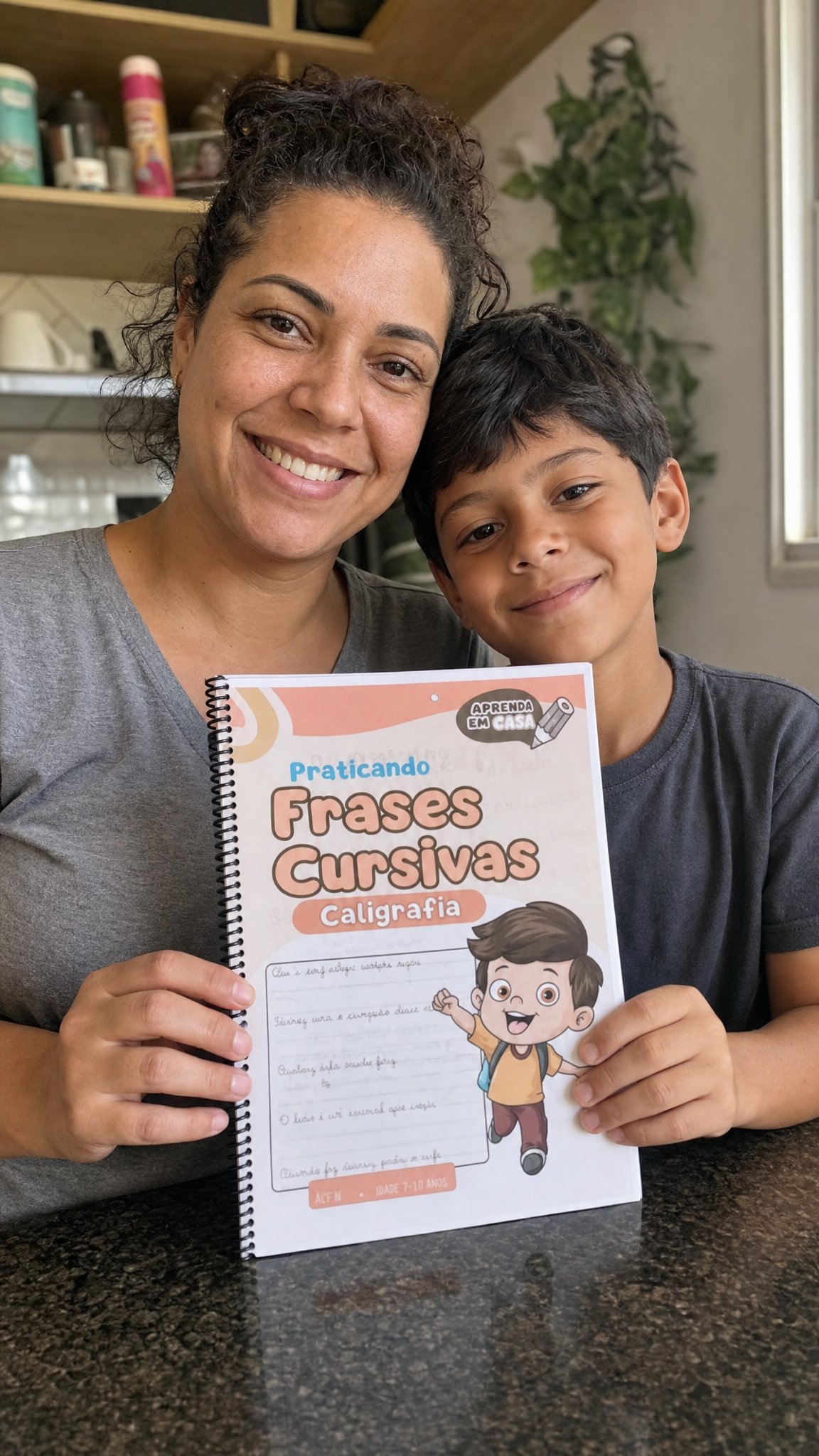 Mãe ajudando filho com atividades